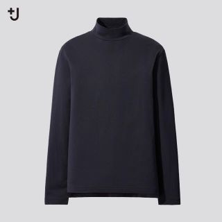 ジルサンダー(Jil Sander)のUNIQLO +J スーピマコットン　モックネックT ネイビー　XL(Tシャツ/カットソー(七分/長袖))