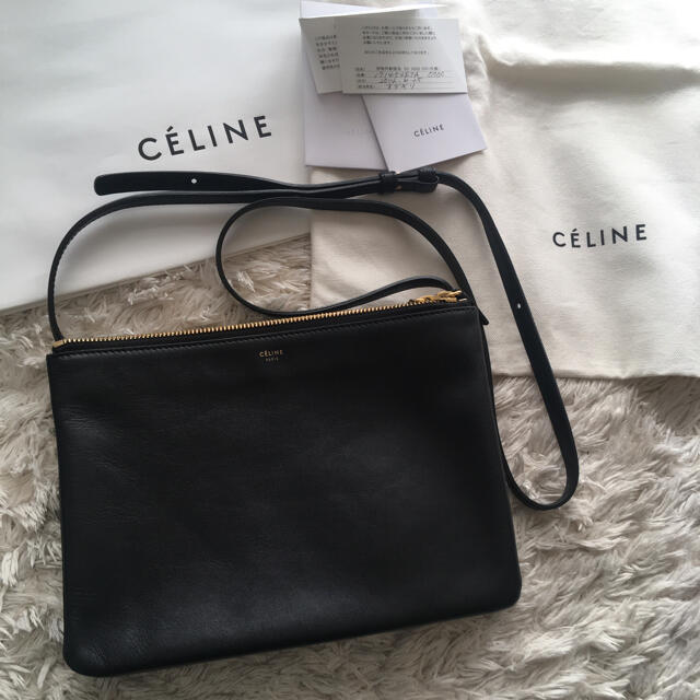 Celine セリーヌ トリオ ラージ ネイビー 旧ロゴ フィービー