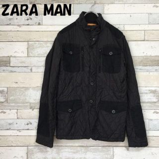 ザラ(ZARA)の【人気】ザラ マン キルティングジャケット サイズM ブラック(ナイロンジャケット)