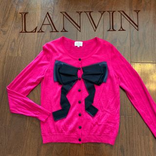 ランバンオンブルー(LANVIN en Bleu)のランバンオンブルー☆カーディガン☆ セーター　ピンク　リボン(カーディガン)