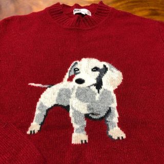 ダックス(DAKS)のDAKS ダックス赤　ダックスフント犬ドッグ編み込みセーターL寸(ニット/セーター)