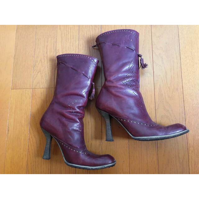 冬物SALE‼️イタリア製　本革ブーツ　ワイン色　美品‼️ レディースの靴/シューズ(ブーツ)の商品写真