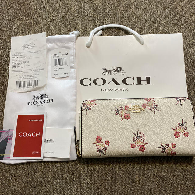 新品未使用 COACH 長財布 フラワー ホワイト