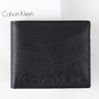 カルバンクライン(Calvin Klein)の新品 カルバンクライン 二つ折り 財布 ブラック 札入れ コインケース 型押し(折り財布)