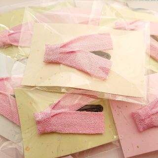 ちりめんリボン　リボンヘアゴム　リボンピン　ピンクリボン　禰豆子　鬼滅　ねずこ(ファッション雑貨)