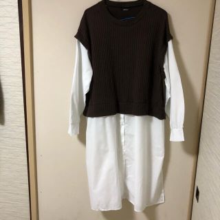 アベイル(Avail)の重ね着風シャツトップス 3L(カットソー(長袖/七分))