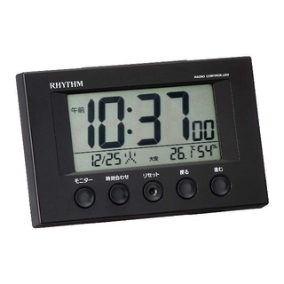 目覚まし時計 電波時計 置き時計 ブラック デジタルクロック 温度 湿度計 卓上(置時計)
