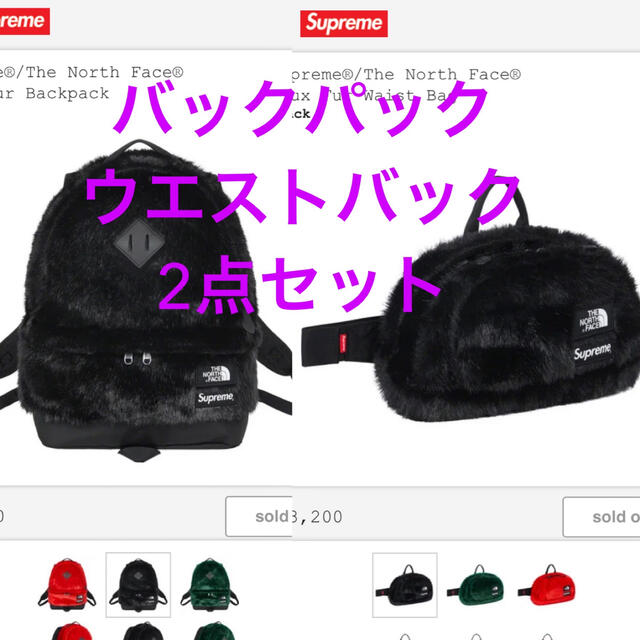 Supreme North  Face Backpack waist Bag 黒