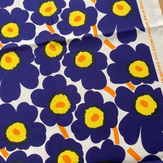 マリメッコ(marimekko)のマリメッコ ミニウニッコ ネイビー イエロー 生地 はぎれ(生地/糸)