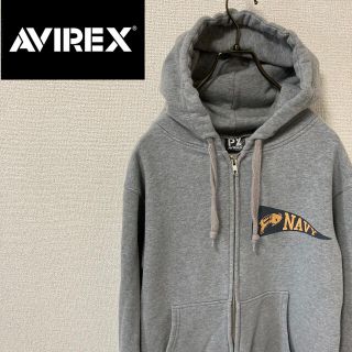 アヴィレックス(AVIREX)のアヴィレックス フルジップパーカー ビッグロゴ グレー　Mサイズ(パーカー)