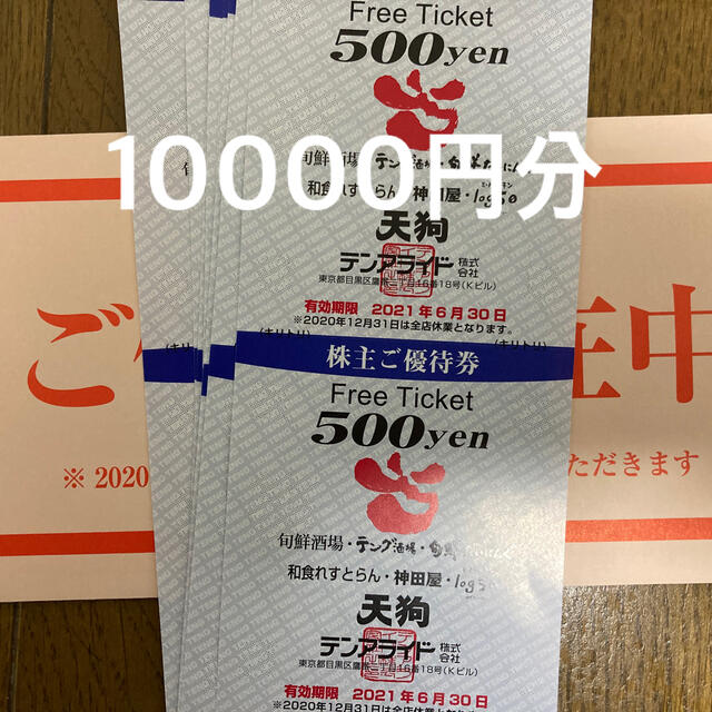 テンアライド 天狗 株主優待 10000円分