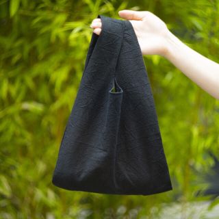 トートバック★XSサイズ　エコバッグ　黒　ブラック　麻　リネン　ミニバッグ(バッグ)