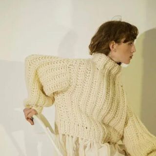 ビューティアンドユースユナイテッドアローズ(BEAUTY&YOUTH UNITED ARROWS)のleinwande ラインヴァンド EGG KNIT TOPS WHITE(ニット/セーター)