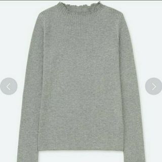 ユニクロ(UNIQLO)のUNIQLO シャイニーリブフリルネックセーター M 新品(ニット/セーター)