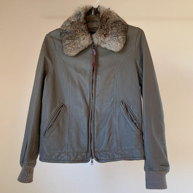 ライダースジャケット羊革 ラビットファー 美品 devonportdirectory.co.nz
