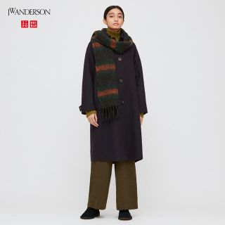 ユニクロ(UNIQLO)のUNIQLO and JW ANDERSON ステンカラーコートネイビー新品(ロングコート)