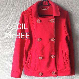 セシルマクビー(CECIL McBEE)のセシルマクビー CECIL McBEE Pコート 赤 フード取り外し可(ピーコート)