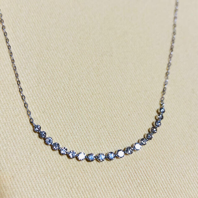 茄子紺 k18 WG ラインネックレス ダイヤモンド1.0ct【新年お値下げ