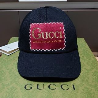 グッチ(Gucci)の試着のみ！GUCCI ラベル付きコットンキャップ 公式オンライン購入品 (キャップ)