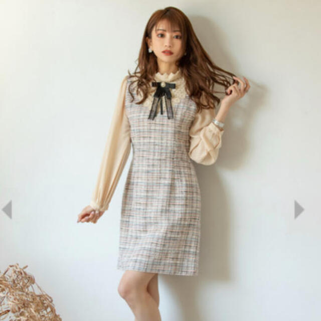 ♡Emiriawiz♡新品即完売シフォンコンビツイードワンピース