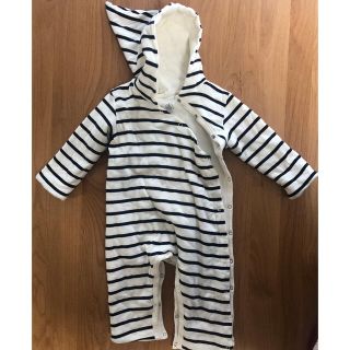 プチバトー(PETIT BATEAU)のプチバトー◉ボーダー　カバーオール　ロンパース(カバーオール)