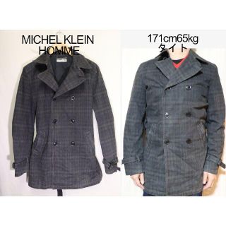 ミッシェルクランオム(MICHEL KLEIN HOMME)の匿名即日発可MICHEL KLEINチェックダブルトレンチコート/紳士大人♪48(トレンチコート)