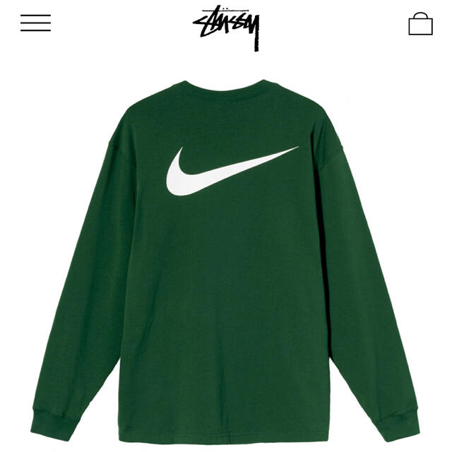 STUSSY(ステューシー)のレイナ様専用　stussy × nike コラボ　ロンT  Lサイズ　green メンズのトップス(Tシャツ/カットソー(七分/長袖))の商品写真