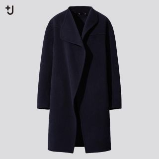 ユニクロ(UNIQLO)の専用　プラスジェイ ジルサンダー カシミア ノーカラー コート ネイビー M(ロングコート)