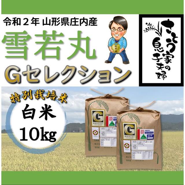白米１０ｋｇ　令和２年新米　米/穀物　Ｇセレクション　山形県庄内産　雪若丸　特別栽培米