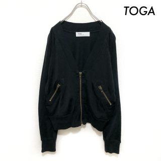 トーガ(TOGA)のTOGA トーガ★ジップアップ 長袖カーディガン ブラック 黒(カーディガン)