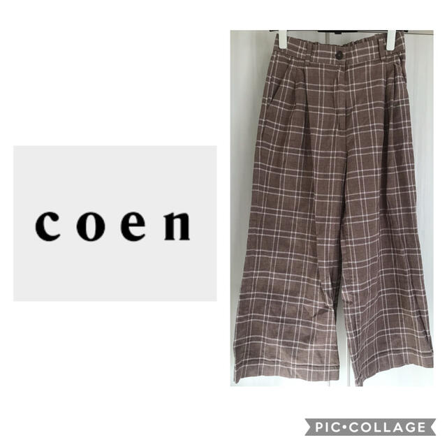 coen(コーエン)のcoen チェックワイドパンツM レディースのパンツ(カジュアルパンツ)の商品写真