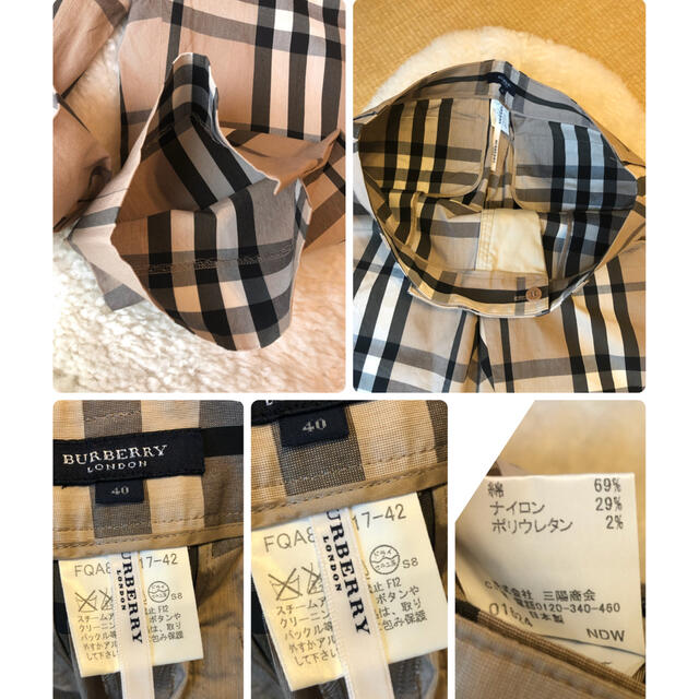 BURBERRY(バーバリー)の超美品本物バーバリーBurberry上質コットンチェック柄クロップドパンツ レディースのパンツ(クロップドパンツ)の商品写真