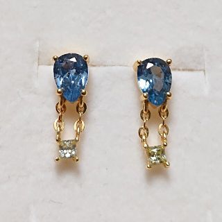 カイヤナイト 天然石 ゴールド チェーン ピアス agete ete (ピアス)