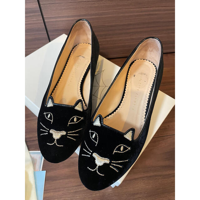 Charlotte Olympia キティフラットシューズ 黒 38