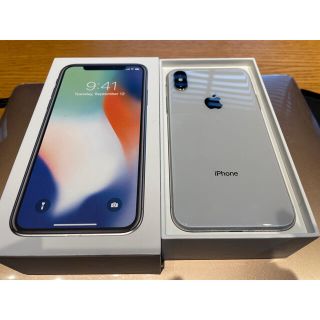 アイフォーン(iPhone)のiPhone X silver 256 GB au simフリー済み(スマートフォン本体)