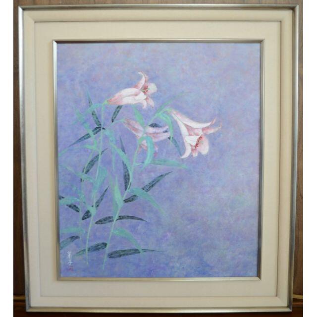 「グラジオラス」 岩絵の具 日本画 額入り 東山魁夷流派