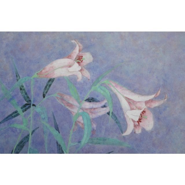 「グラジオラス」 岩絵の具 日本画 額入り 東山魁夷流派