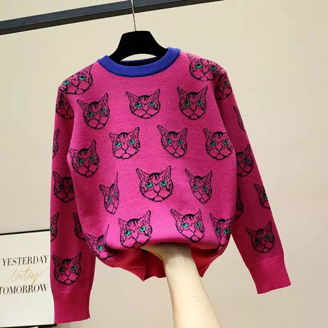 美品・レディース服　M レディースニット　ニットセーター　韓国　ねこ　ニット レディースのトップス(ニット/セーター)の商品写真