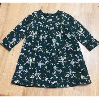 プチバトー(PETIT BATEAU)のらら様専用 プチバトー 裏起毛 花柄 ワンピース 81cm  美品(ワンピース)