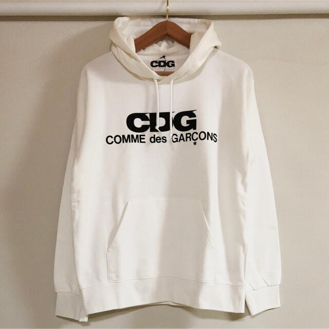 新品 コムデギャルソン CDG ロゴ パーカー フーディ ホワイト