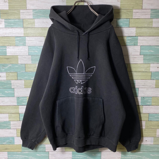 【usa製】adidas トレフォイル　刺繍　でかろご　90s 　パーカー