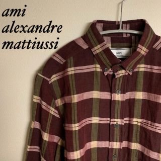 AMI Alexandre Mattiussi アミ　シャツ　リネン　メンズ　赤(シャツ)