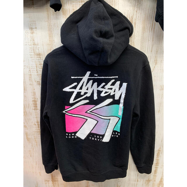 未使用☆タグ付き STUSSY バックプリント パーカー ブラック