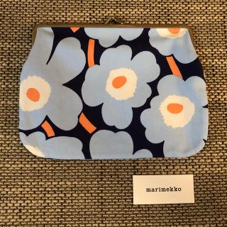 マリメッコ(marimekko)の新品　マリメッコ　marimekko ポーチ　がま口　ブルー　ウニッコ(ポーチ)