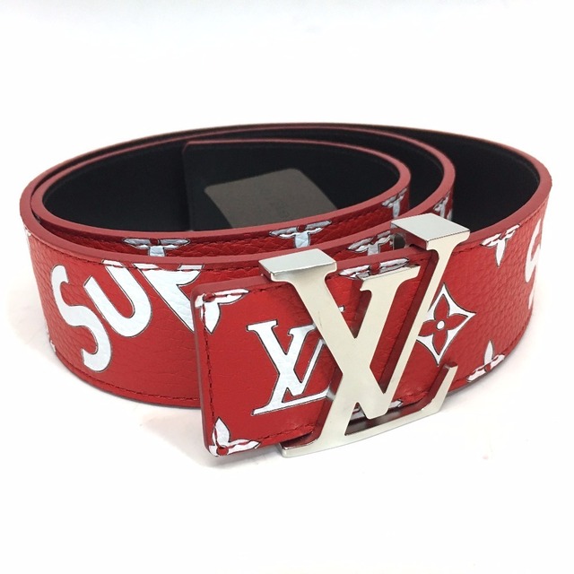 ルイヴィトン LOUIS VUITTON モノグラム サンチュール LV イニシャル MP015 ルイヴィトン×シュプリーム 17aw Supreme Louis Vuitton LV Initiales 40 MM Belt ベルト レザー レッド 新品約25cm表記サイズ