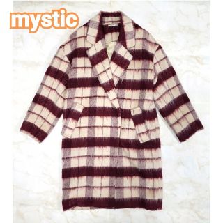 ミスティック(mystic)のmystic 起毛 チェックコート チェスターコート レッド(チェスターコート)