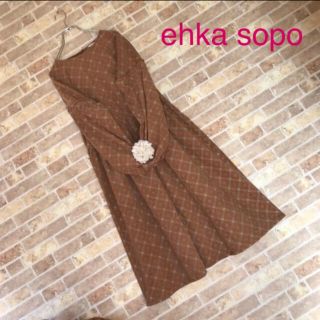 エヘカソポ(ehka sopo)のehka sopo【美品】袖フリルコーデュロイワンピース(ひざ丈ワンピース)