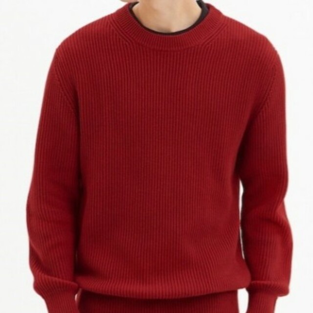 GU(ジーユー)のセーター gu 赤 綿100 コットン ジーユー ニット クリスマス メンズのトップス(ニット/セーター)の商品写真