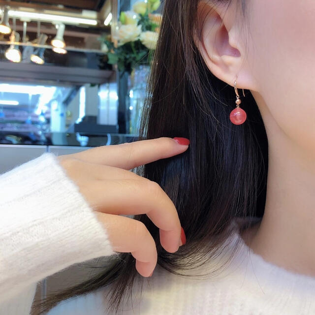 天然無処理 インカローズ 可愛い♡ ピアス k18 odmalihnogu.org