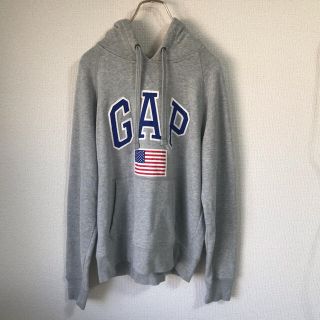 ギャップ(GAP)のGAP USAデカロゴプルオーバーパーカー古着　カラーグレー　サイズ S(パーカー)